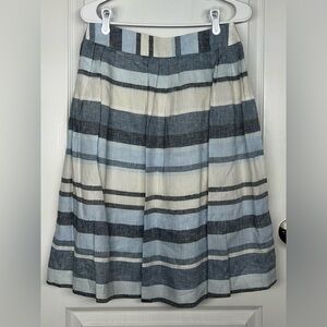 Brooks Brothers Sz 8 Linen Pleated Striped Career Preppy Skirt Quiet Luxury